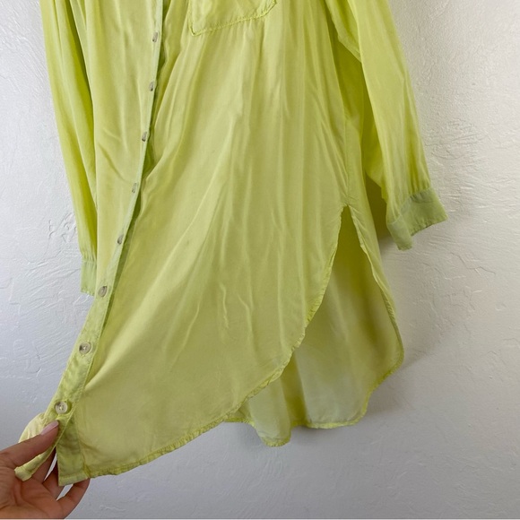 Anthropologie Pilcro Size Small Faded Yellow Green Button Down Long Tunic Blouse - Picture 4 of 8